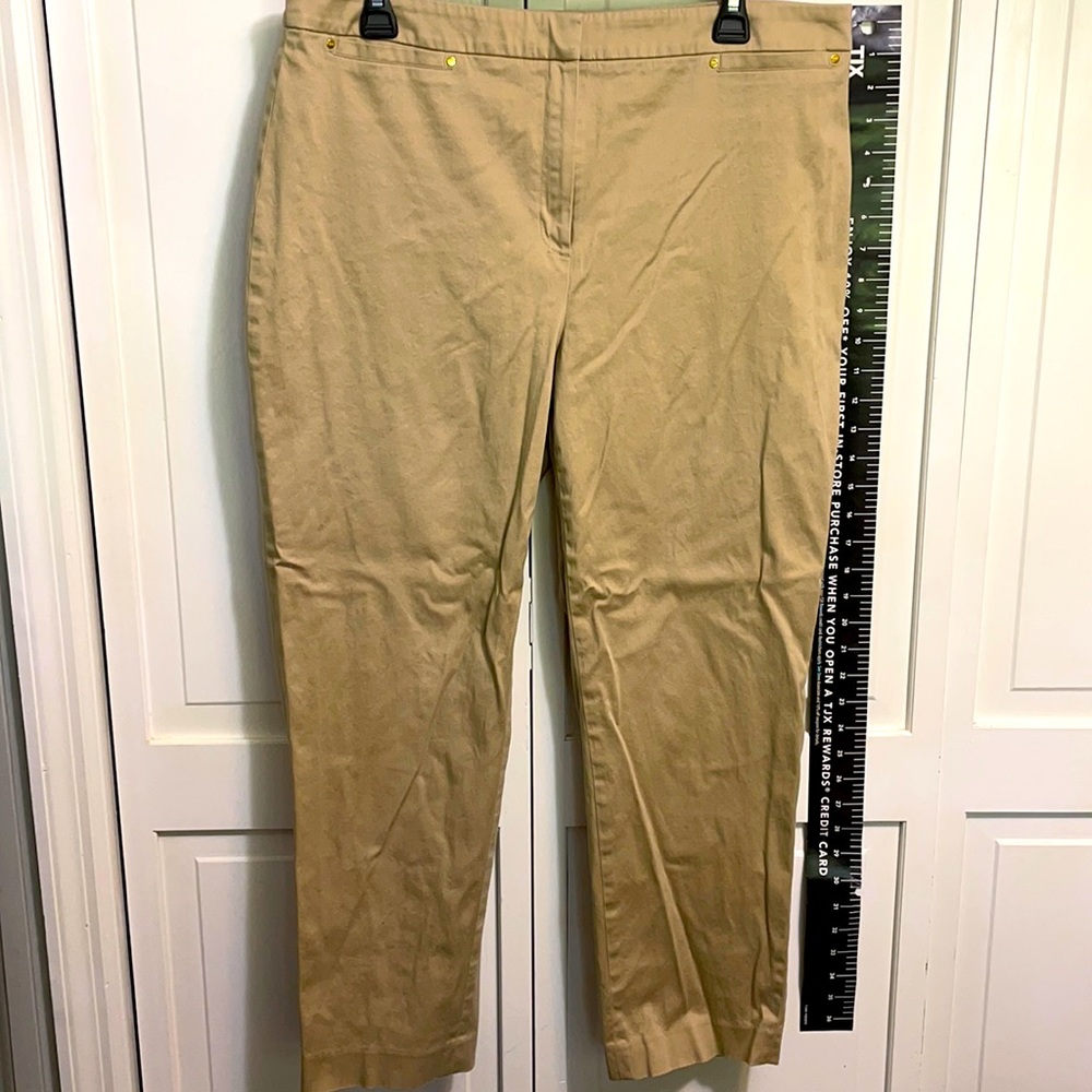 Jones New York Stretch SZ-14 zip up tan khaki